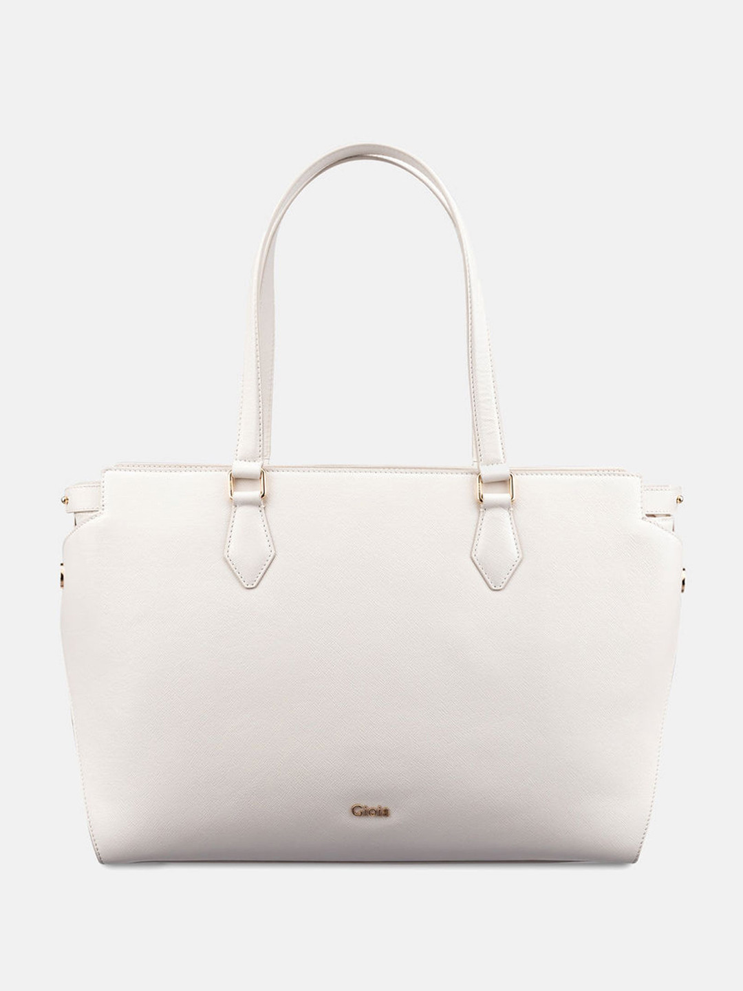 GIOIA Women Off White Leather Valeria Grande Tote Bag