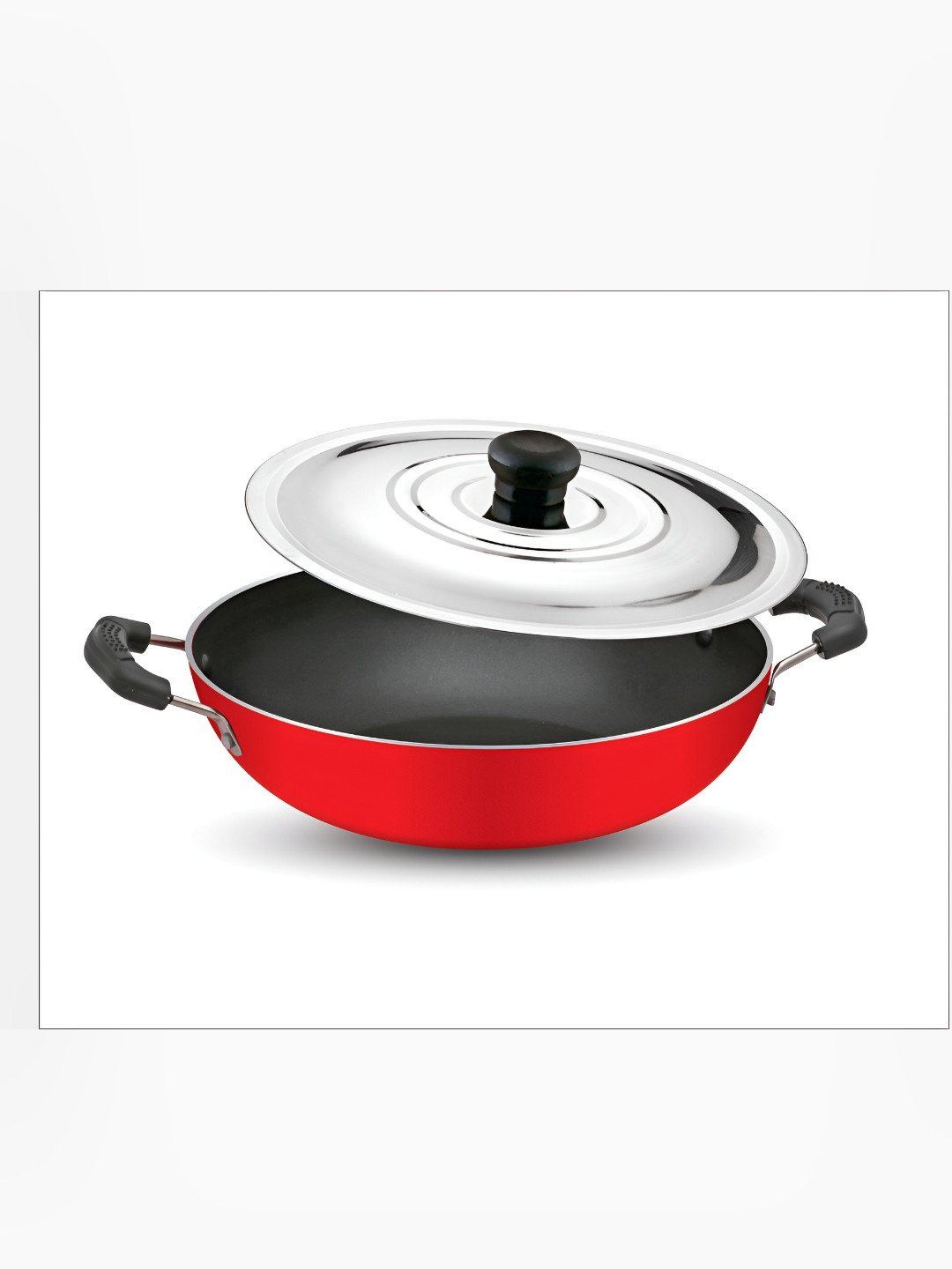 Jaipan Red Smooth Surface Aluminium Kadhai and Wok