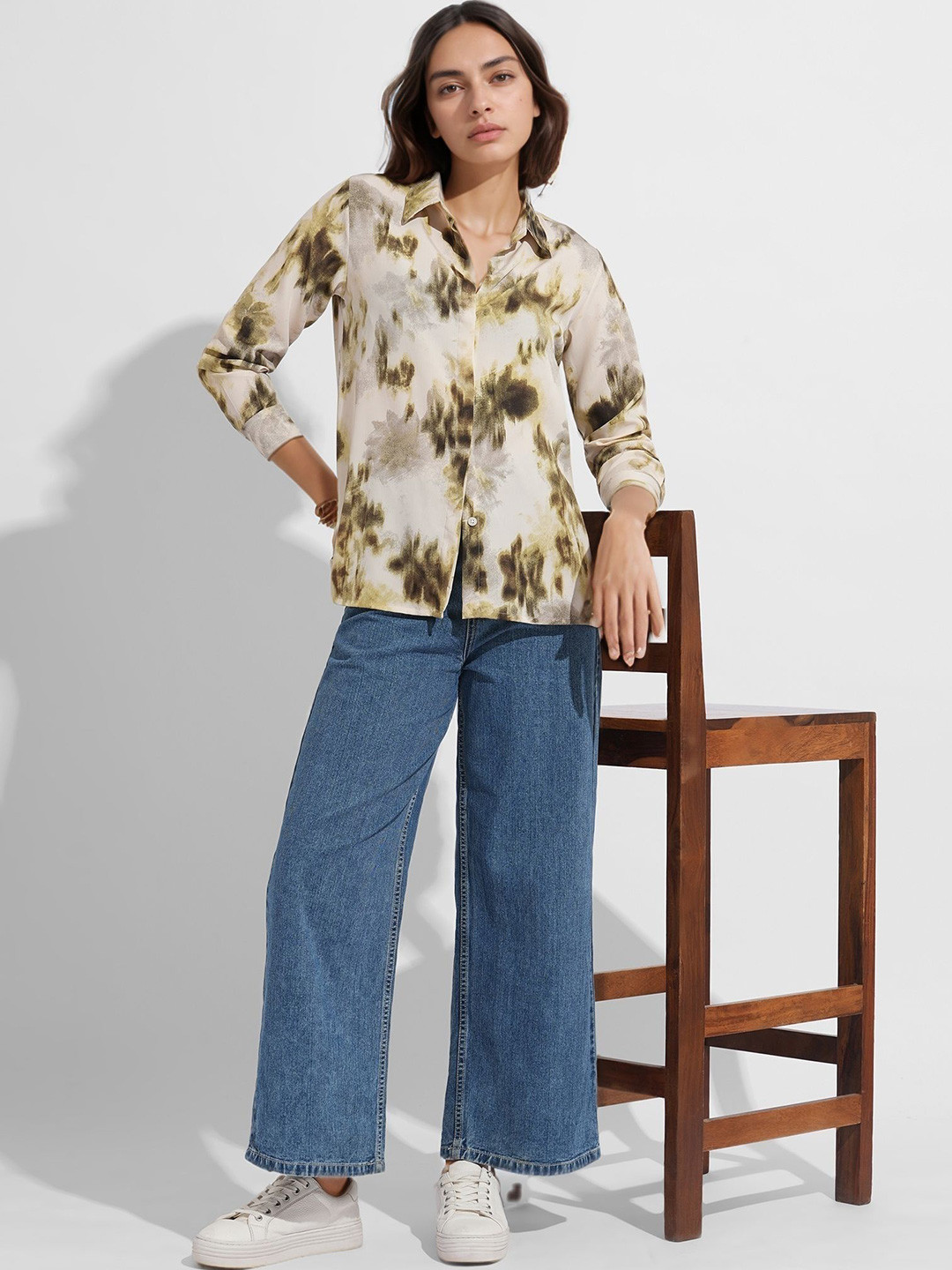 all about you Comfort Abstract Printed Spread Collar Casual Shirt