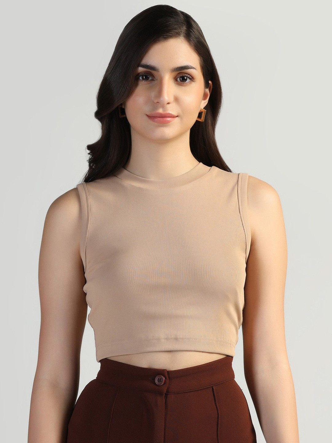 FLY STITCH Women Ribbed Tank Crop Top