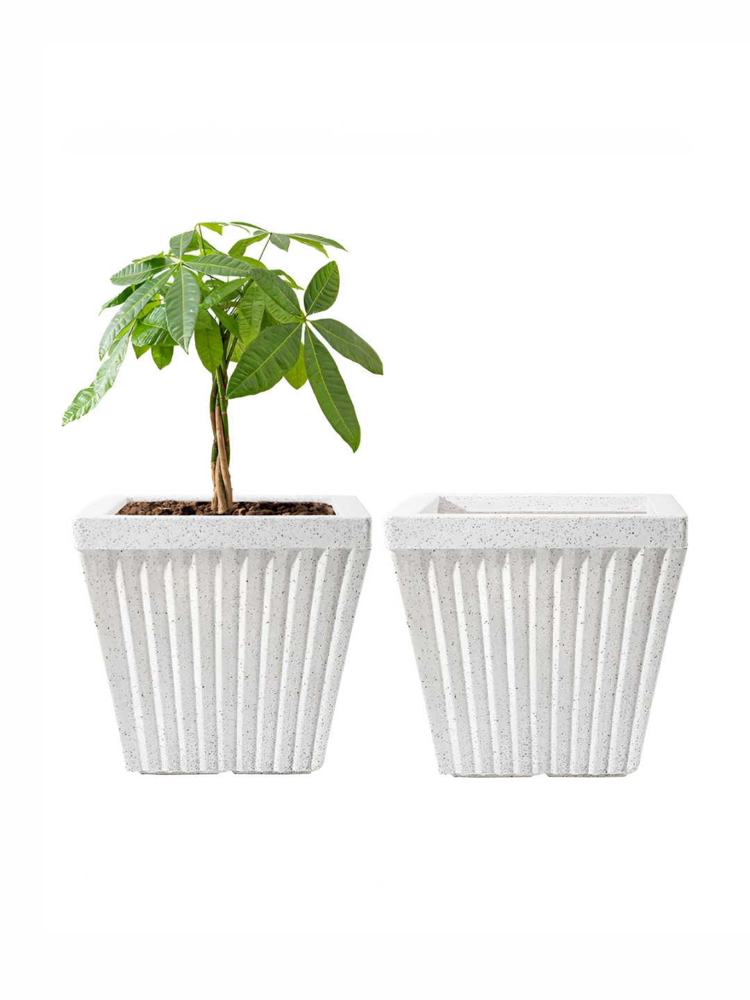 RUBOXA 2Pcs White Textured UV ProtectedBig Size Flower Pot |