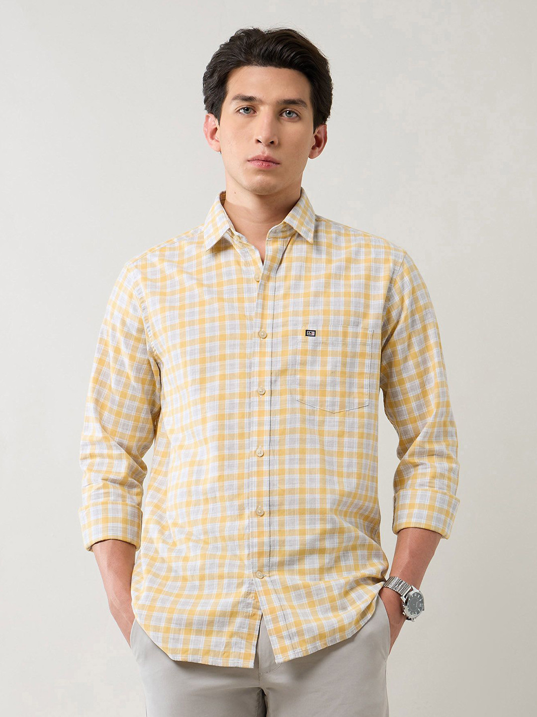 Arrow Sport Men Checked Spread Collar Cotton Casual Shirt
