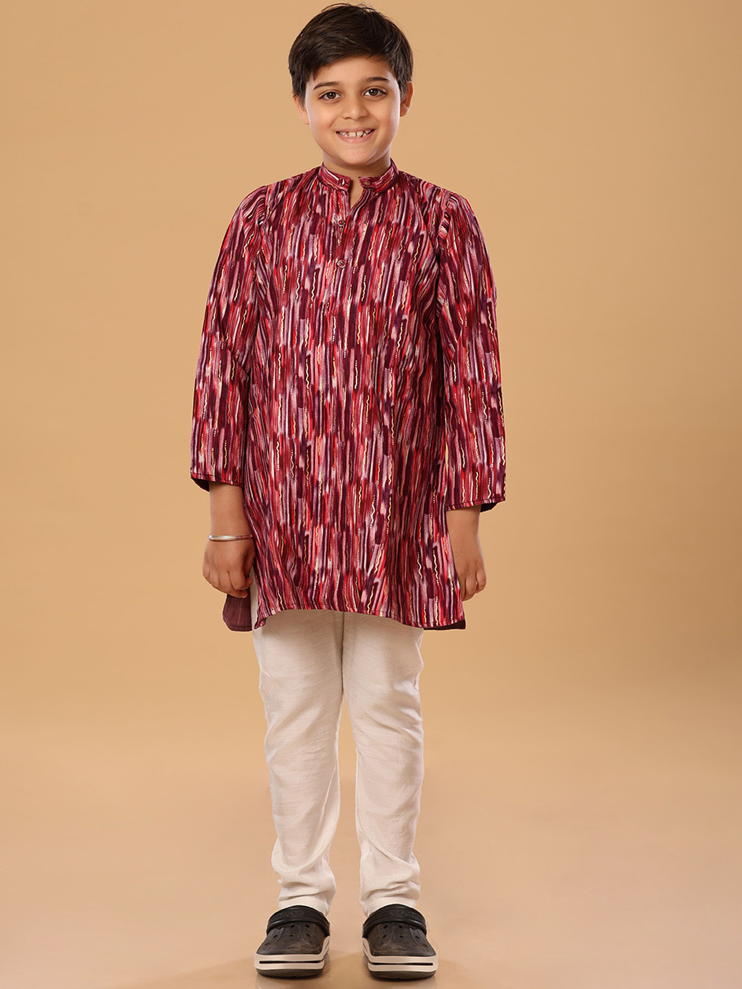 The Mini Trunk Purple Mixed Foil Kurta Set
