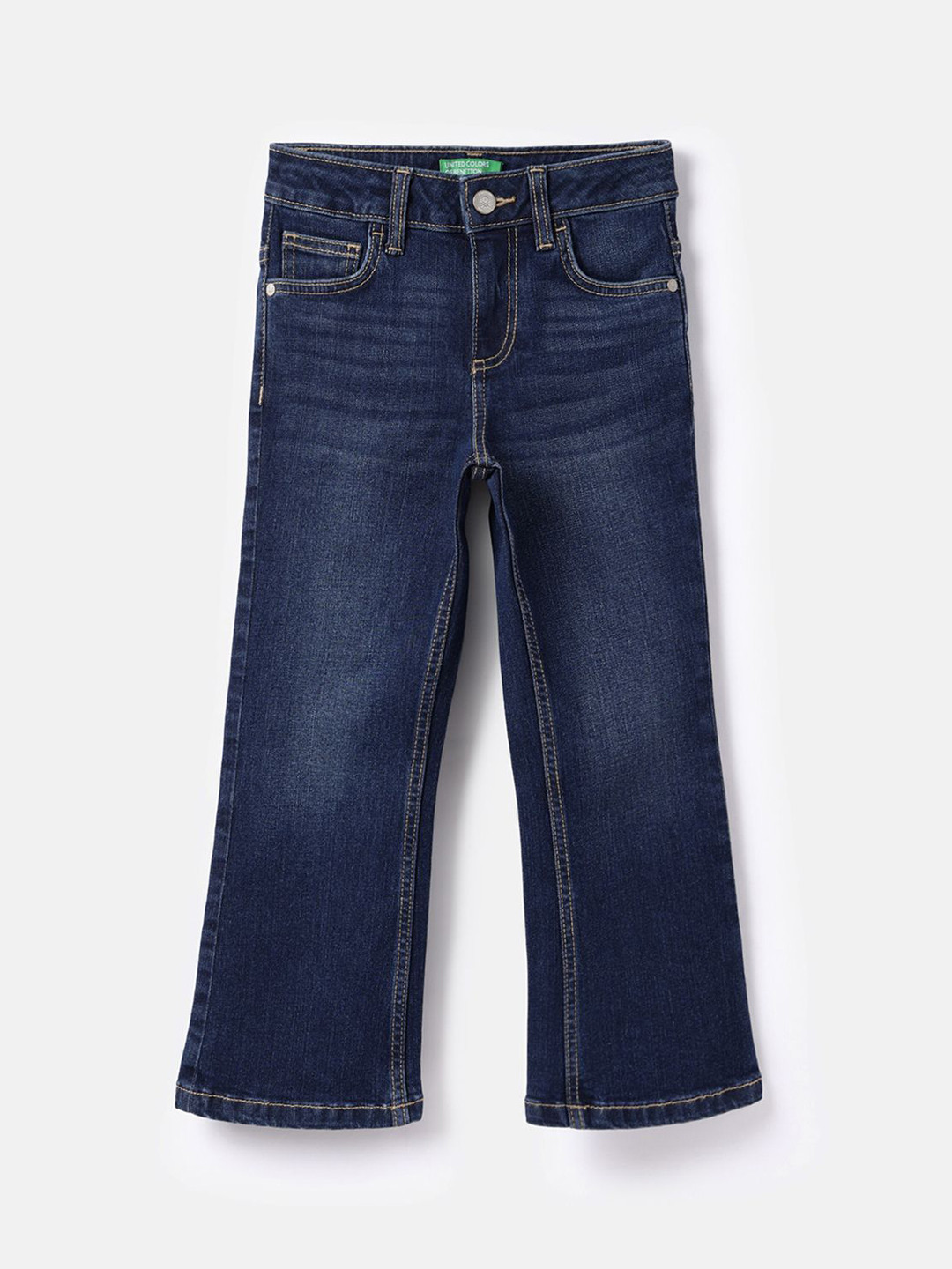 United Colors of Benetton Girls Bootcut Mid-Rise Light Fade Jeans
