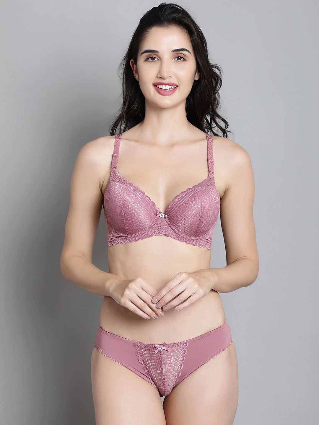 MAKCLAN Self-Designed Lightly Padded Tempting Lace Lingerie Set SK1705LBS