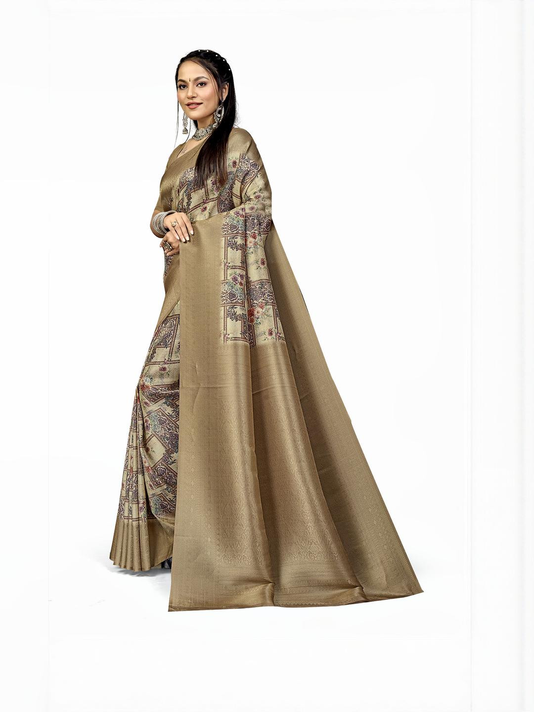 PARVOTSAV Bronze Art Silk Saree