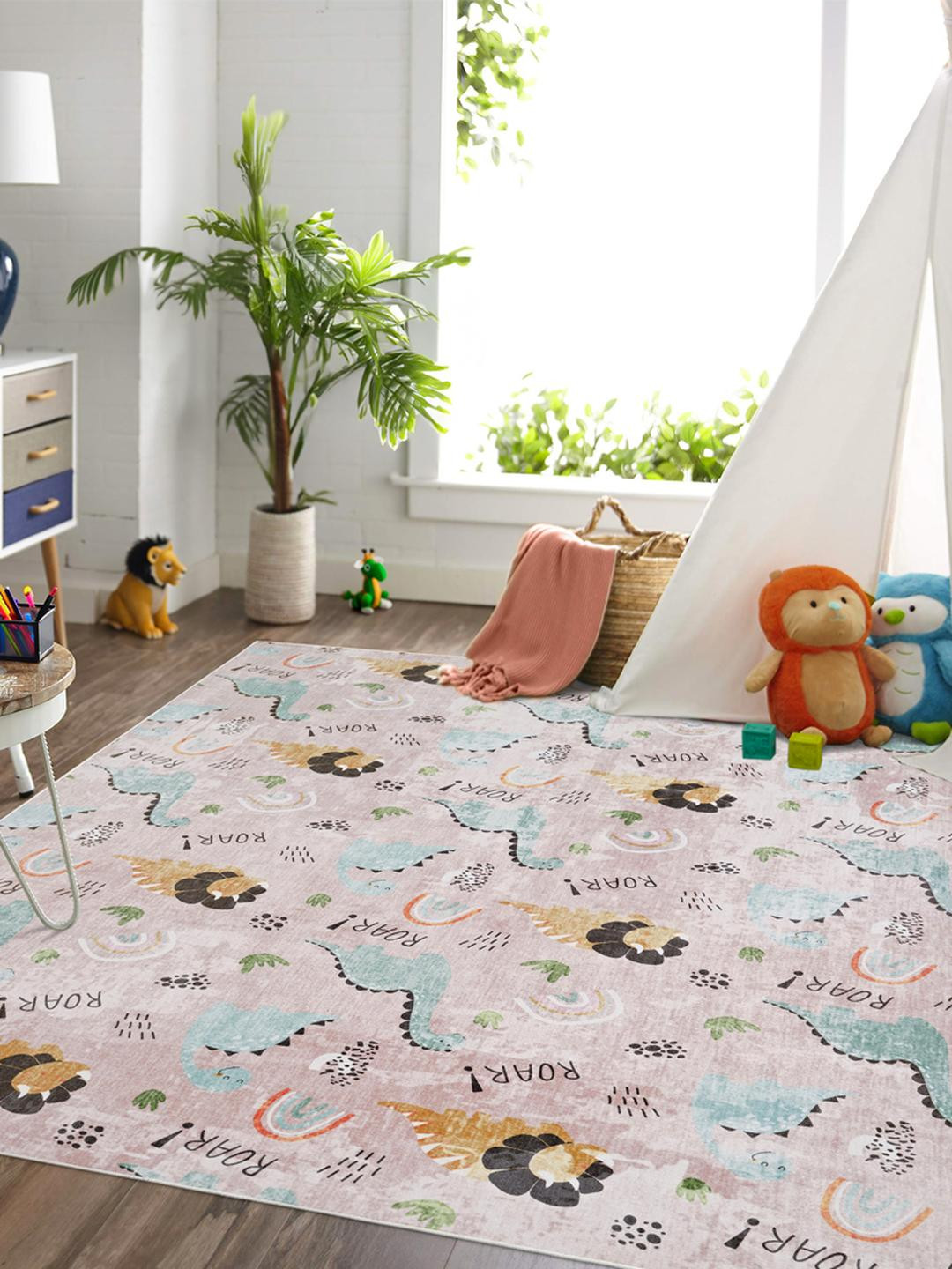 Kaleen India Beige Anti-Skid Polyester Washable Indoor & Outdoor Carpet for Home