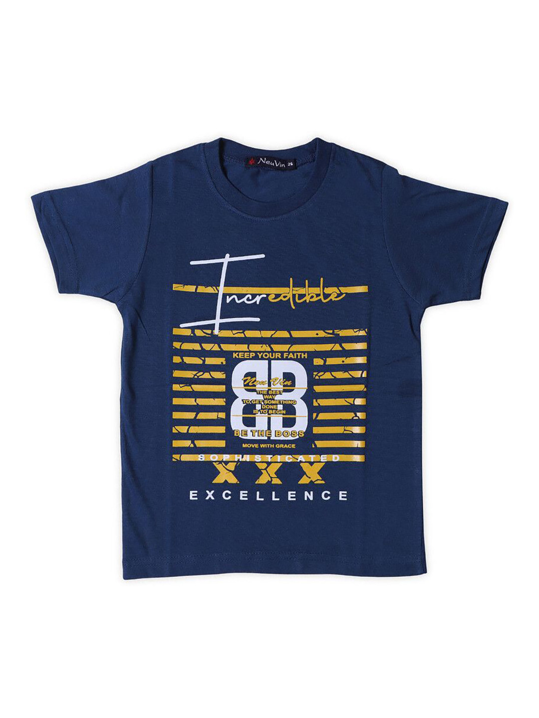 NeuVin Kids Typography Printed Round Neck Short Sleeves Regular Fit Casual T-Shirt