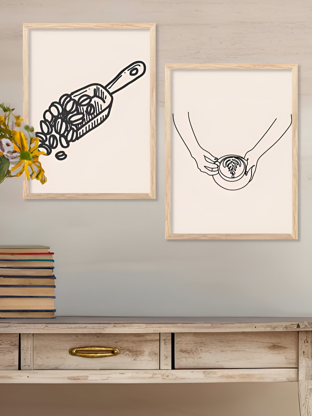 Kotart Restaurant Brown & Black 2 Pieces Printed Wooden Wall Arts