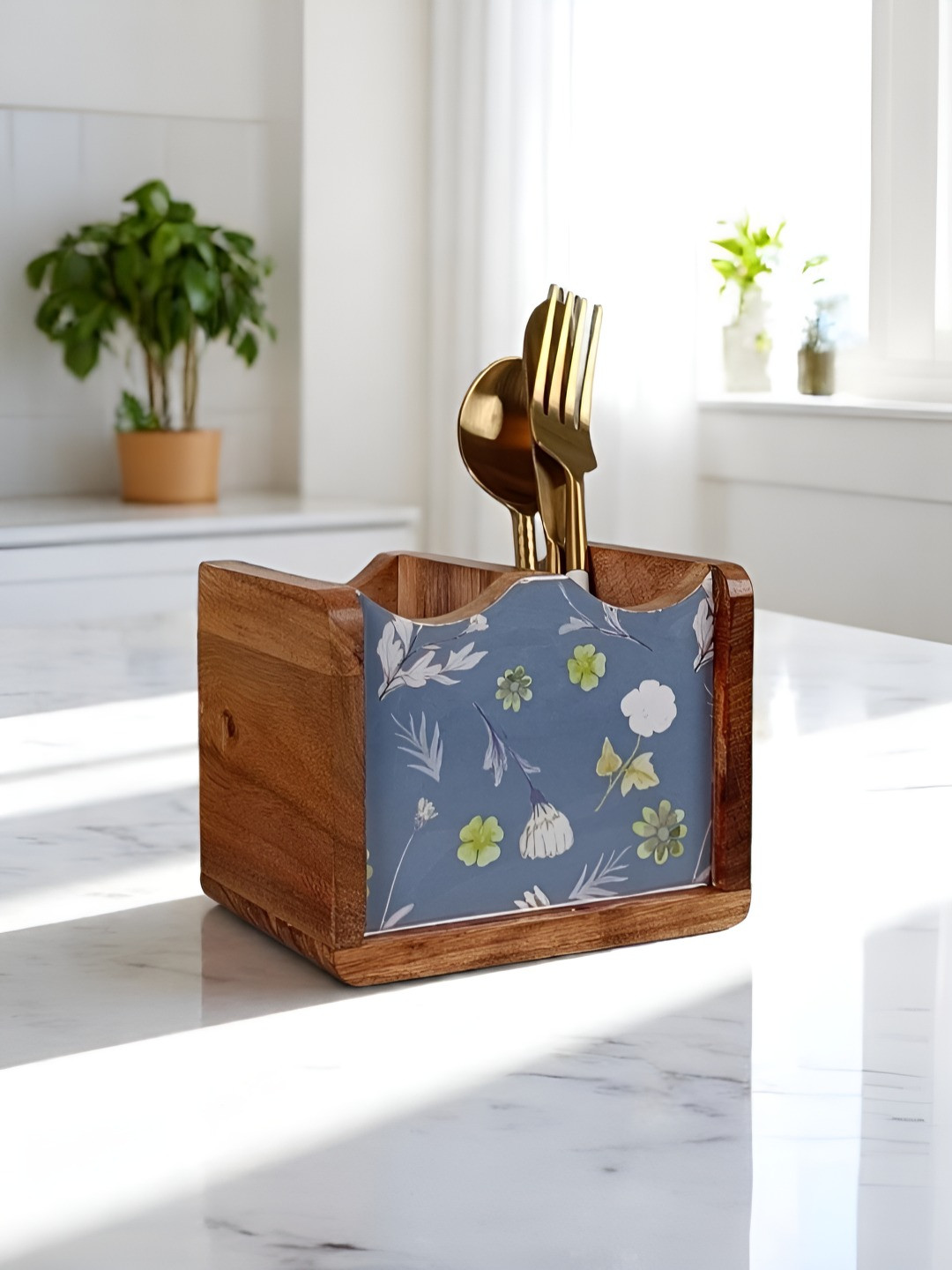 VarEesha Blue Warli Print Cutlery Holder