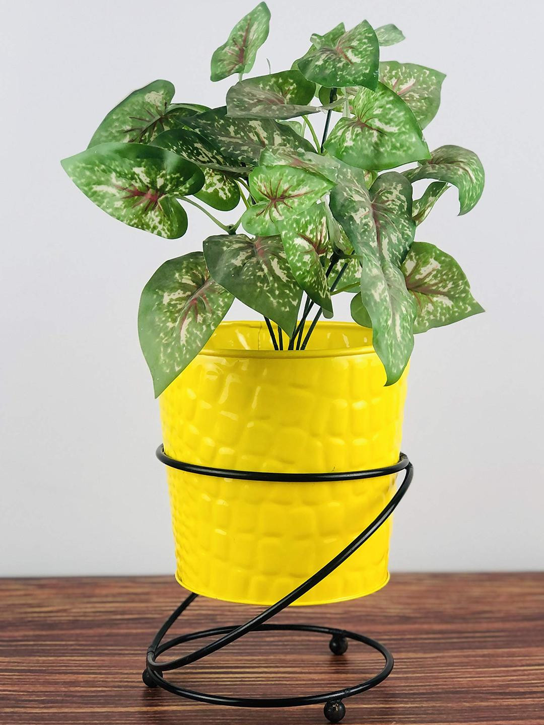 Go Hooked Yellow Metal Planter with Stand