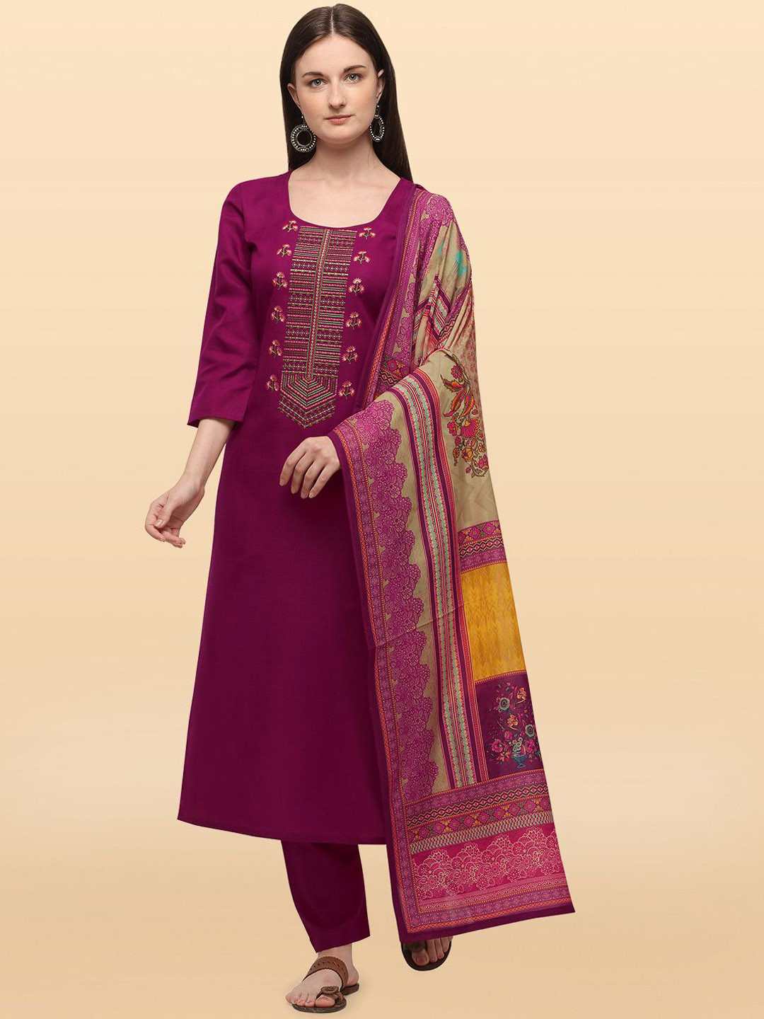 Anouk Rustic Floral Embroidered Unstitched Dress Material