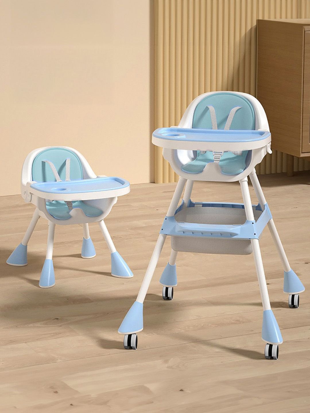 StarAndDaisy Kids Foldable & Height Adjustable Tiny Tummy High Chair with Wheels