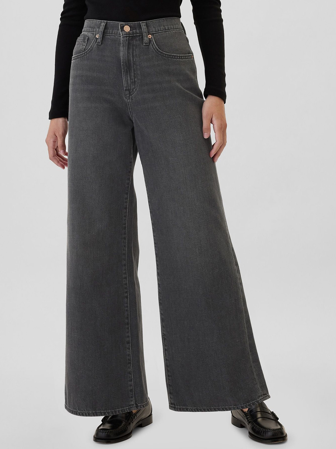 GAP Lightly Washed High-Rise Wide-Leg Jeans