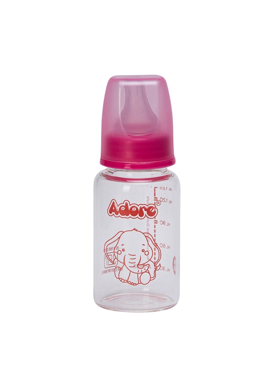 Adore Glaze Junior Kids Pink 2 Stage Glass Feeding Bottle With Anti- Colic Teat - 125 ml