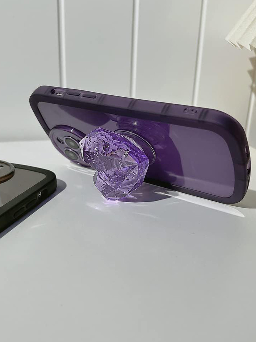 CASE CREATION iPhone 12 Crystal Love Heart Stone Holder with Transparent Camera Protection