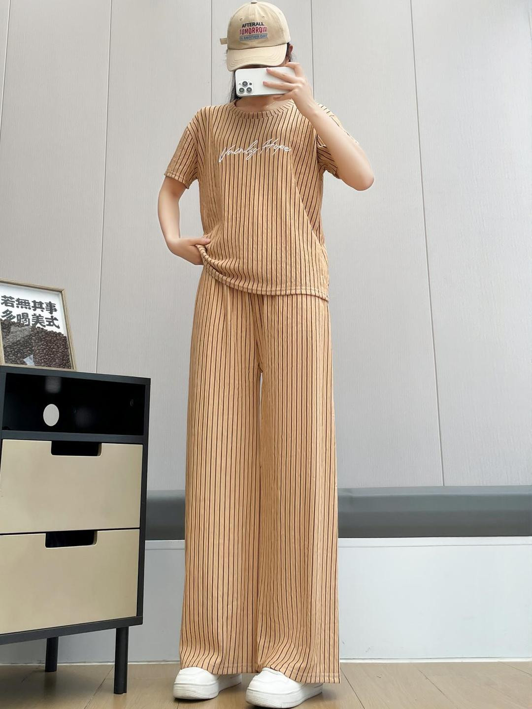 Stem Rope Women Solid Textured Co-Ord Set