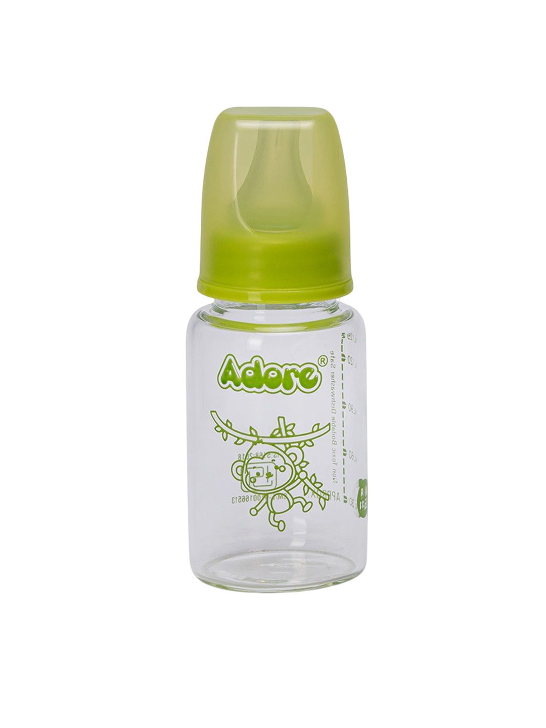Adore Kids Glaze Junior 2 Stage Glass Feeding Bottle With Anti- Colic Teat - 125 ml -Green