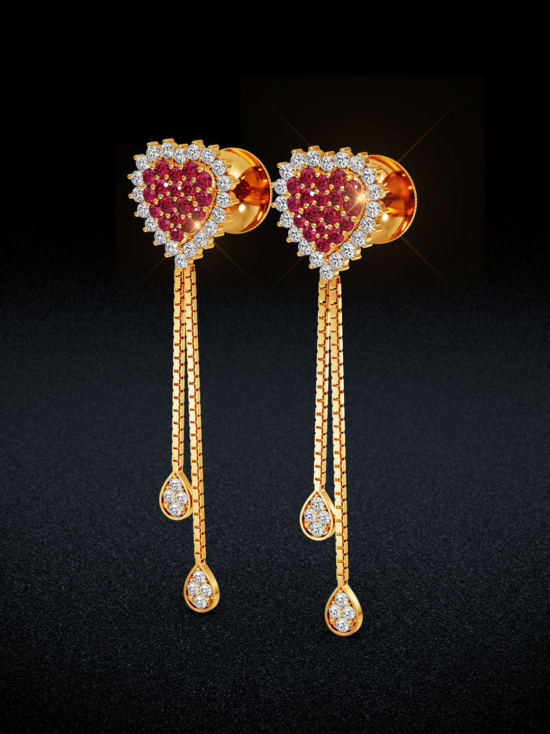 Joyalukkas Women Blush Heart Elegance Gold Earrings