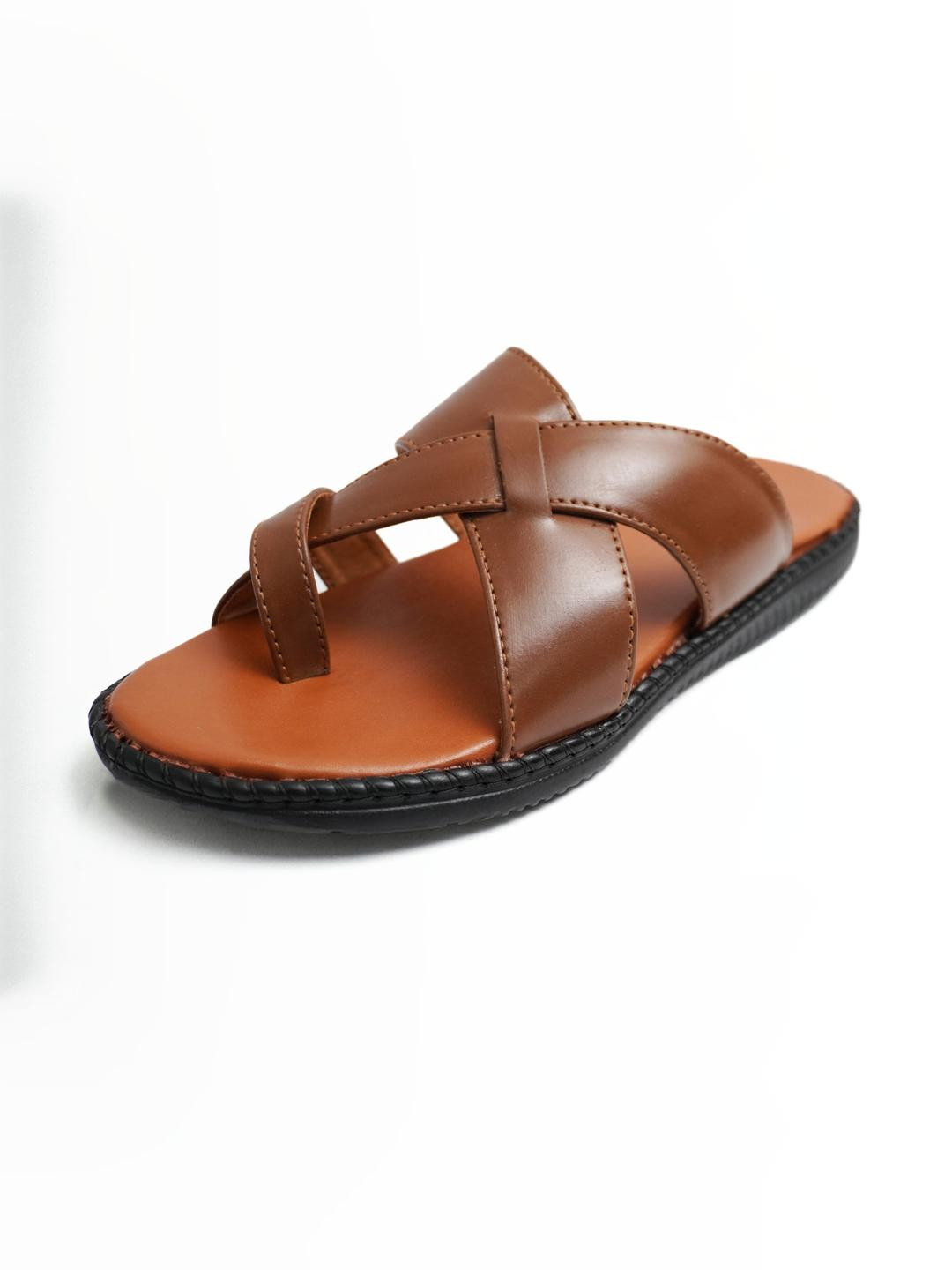 RUNRAVE Tan Synthetic Flip Flops