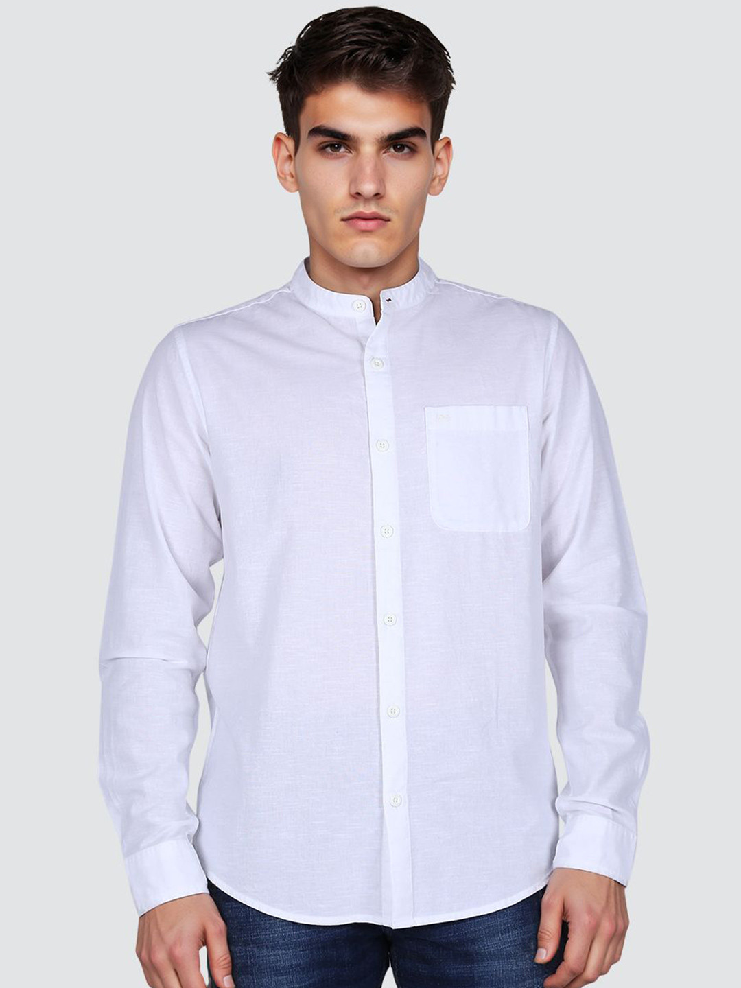 Lee Mandarin Collar Cotton Casual Shirt