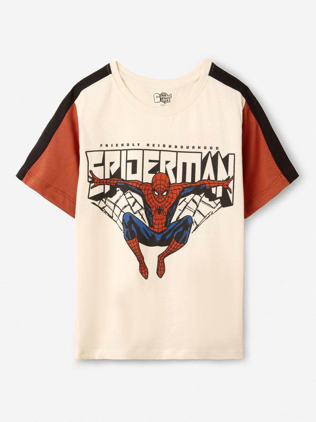 The Souled Store Boys Spider-Man Friendly Spidey Printed Pure Cotton T-Shirt