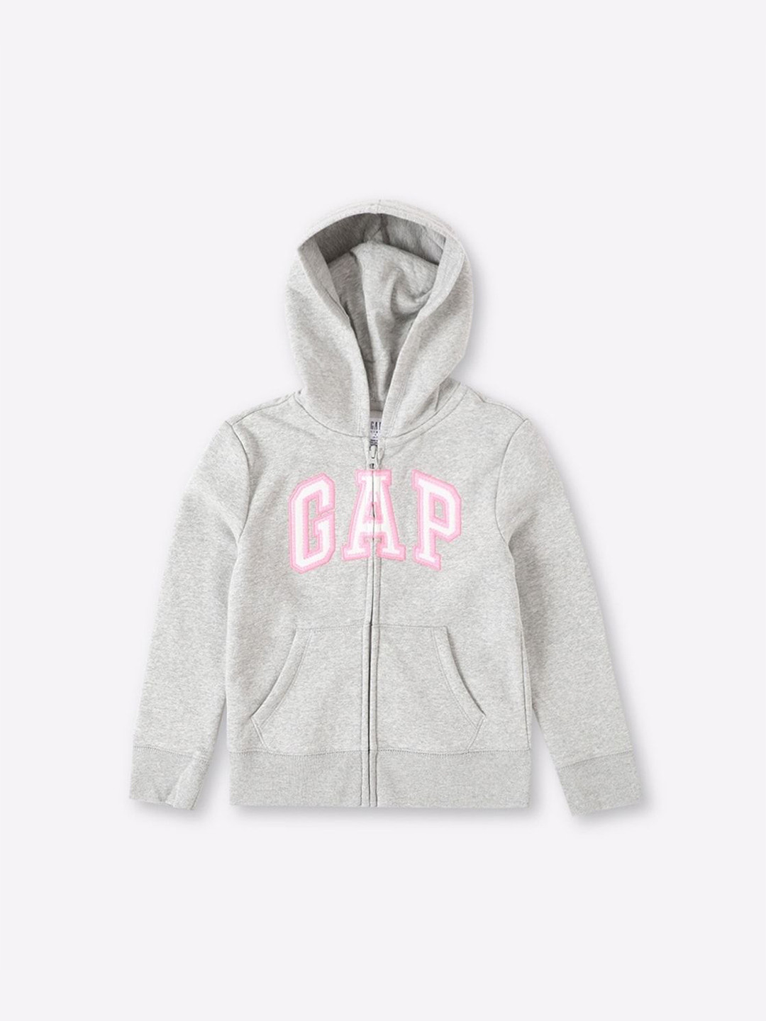 GAP Girls Applique Logo Printed Zip-Front Hooded Sweatshirt