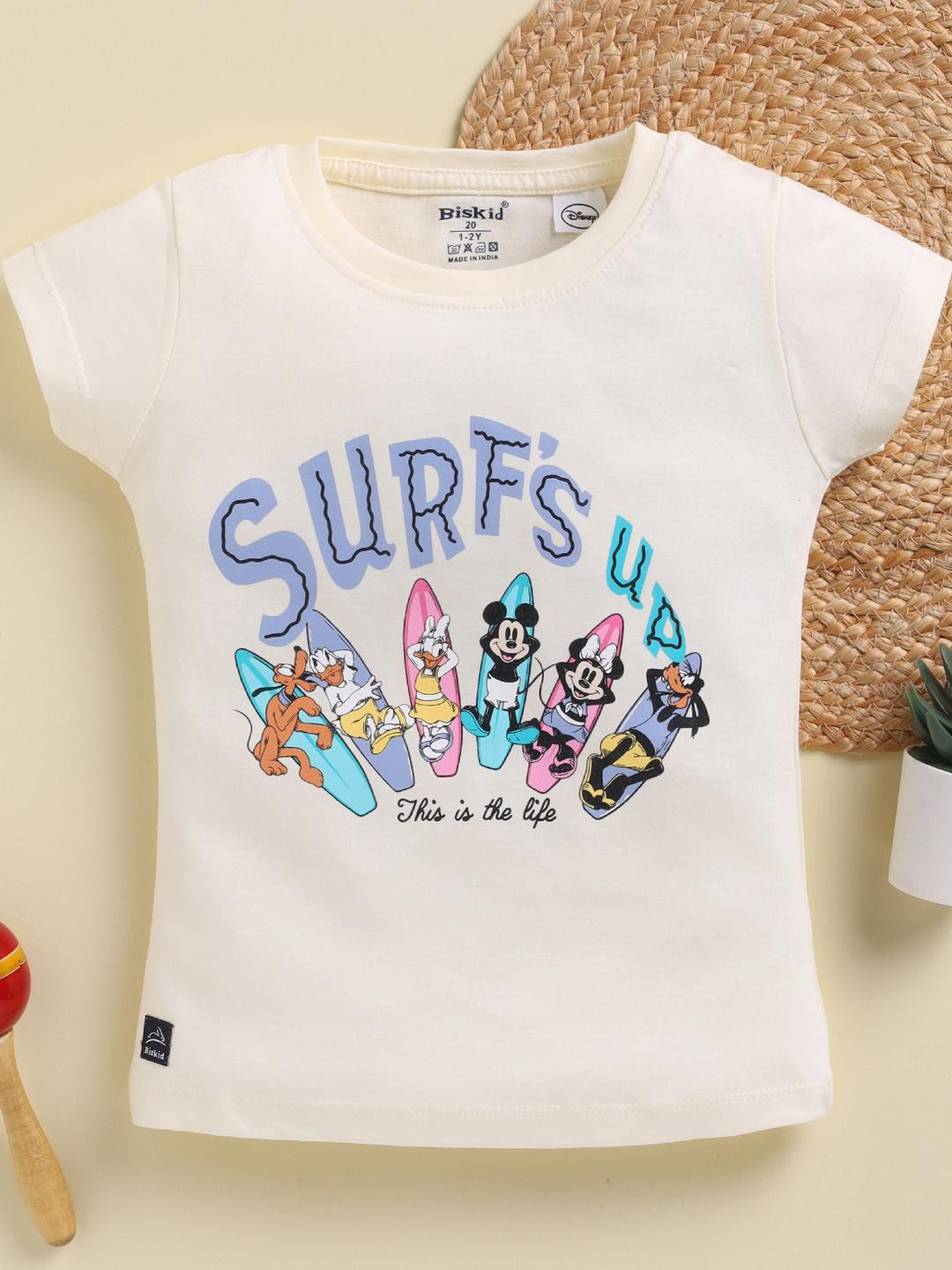 Biskid Girls Disney Graphic Printed Cotton Top