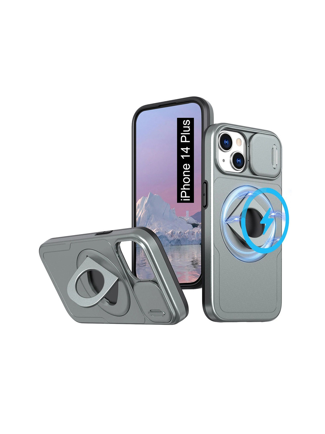 Luxury Kase Grey Mag-Safe Shockproof Rugged Back Case for iPhone 14 Plus