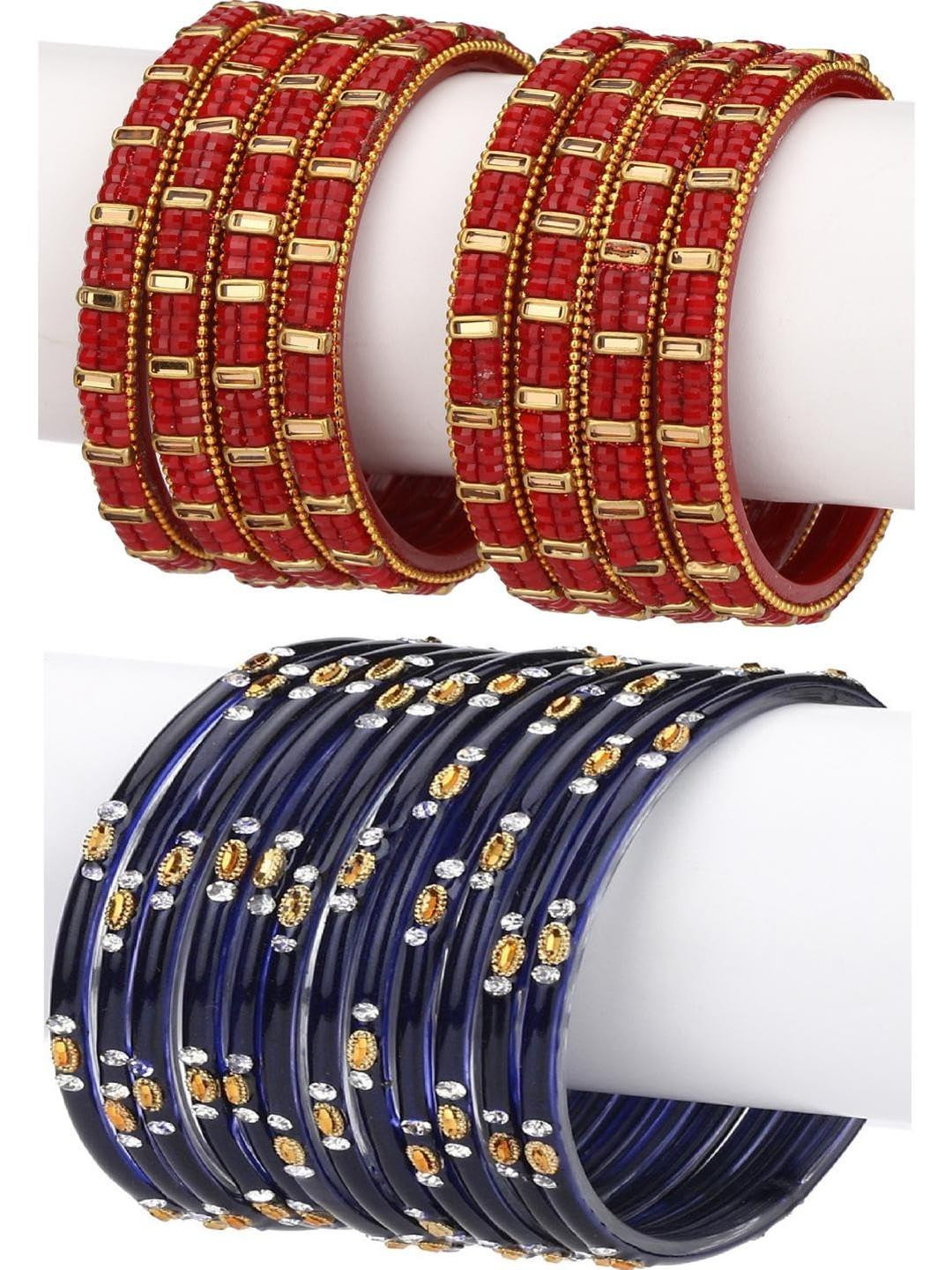 1ST TIME Set of 20 Artificial Stone & Beads Studded Alloy Bangle