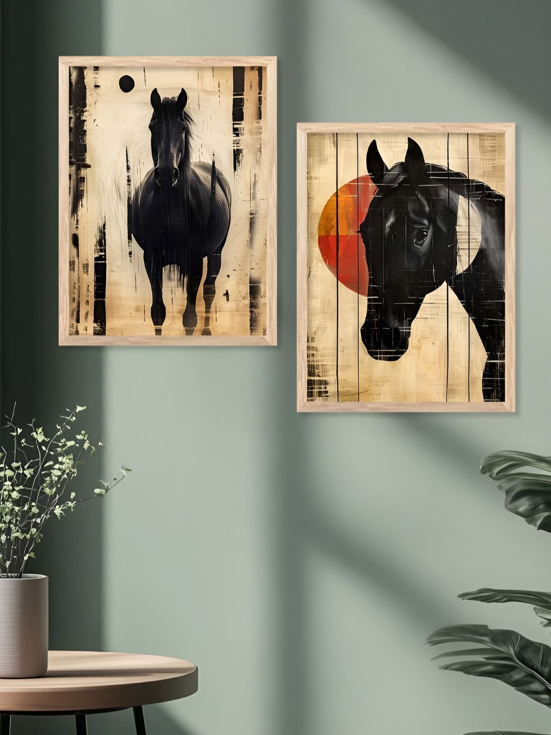 Kotart Brown And Black 2 Piece Wood Abstract Wall Paintings