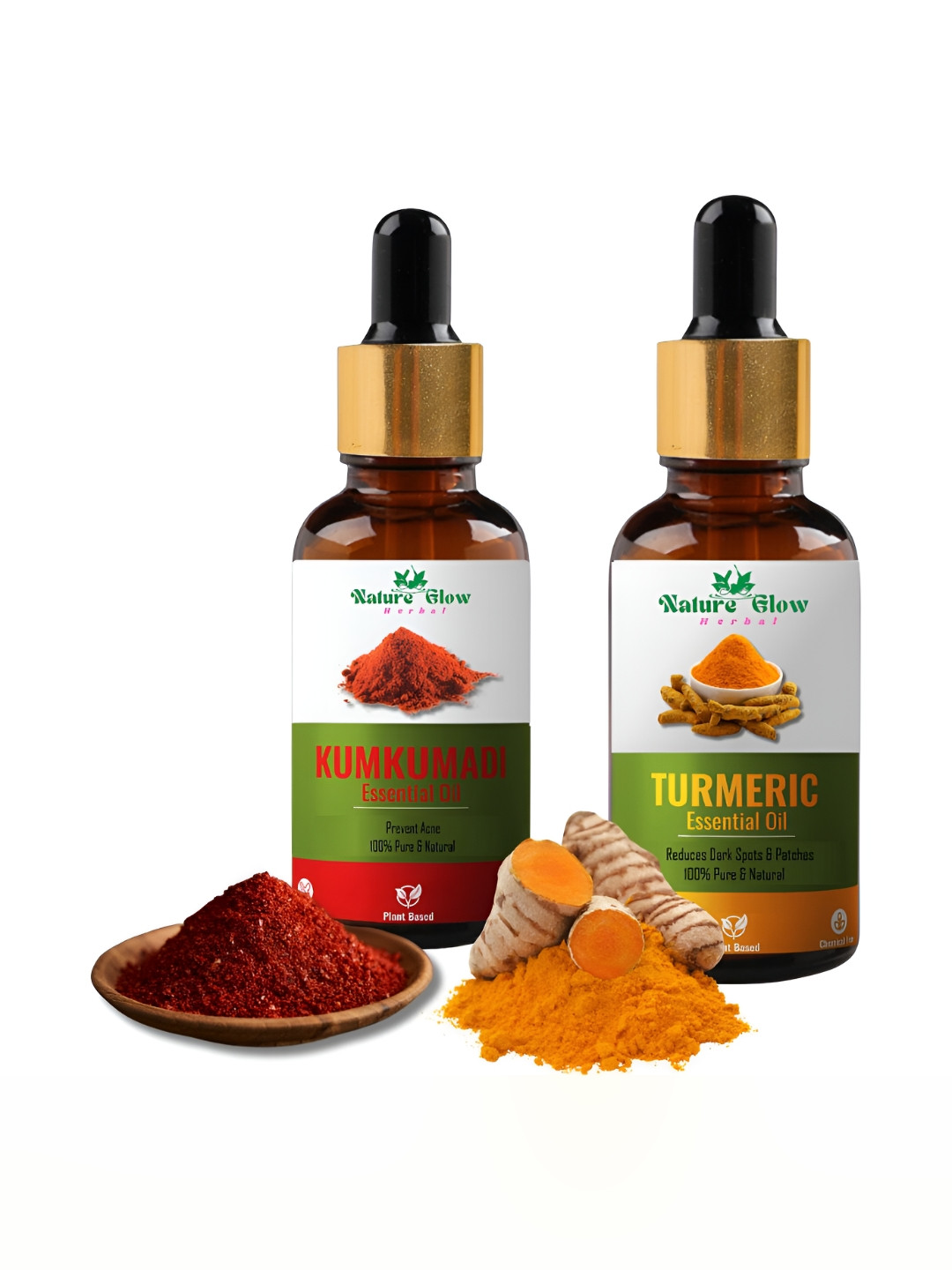 Nature Glow Herbal Set Of 2 Kumkumadi & Turmeric Essential Oils- 15ml Each