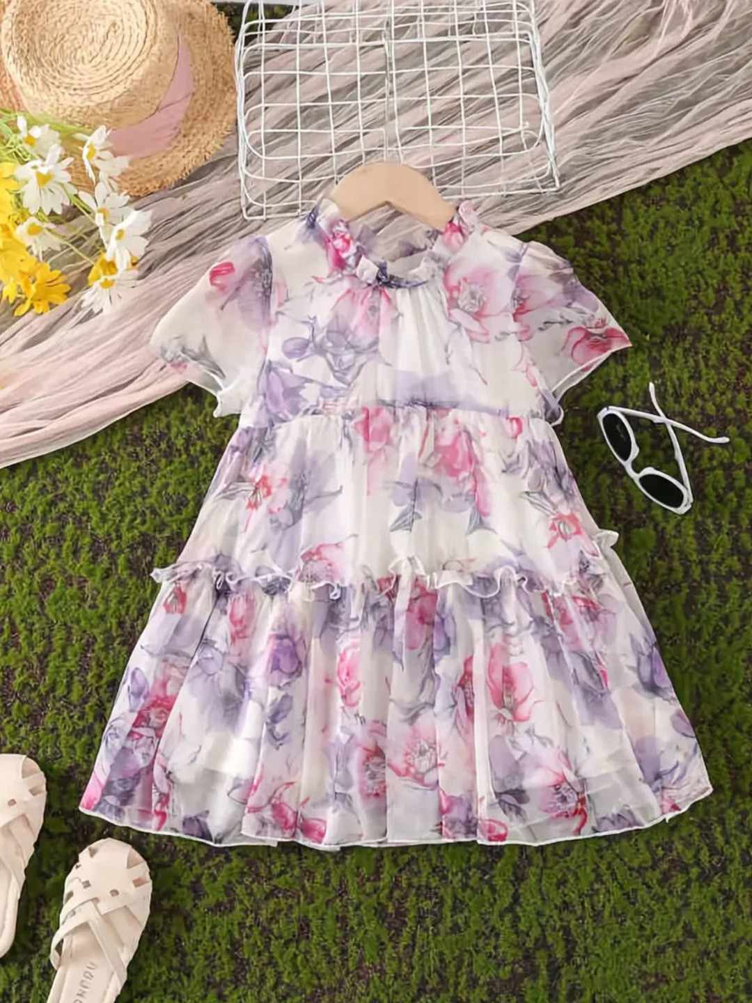 BAESD Girls Flower Printed A-Line Dress