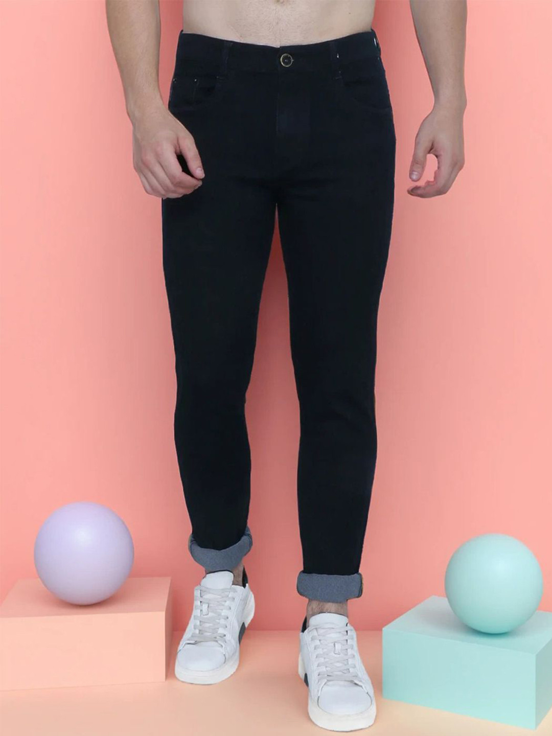 AWACK Men Comfort Regular Fit High-Rise Clean Look No Fade Stretchable Jeans
