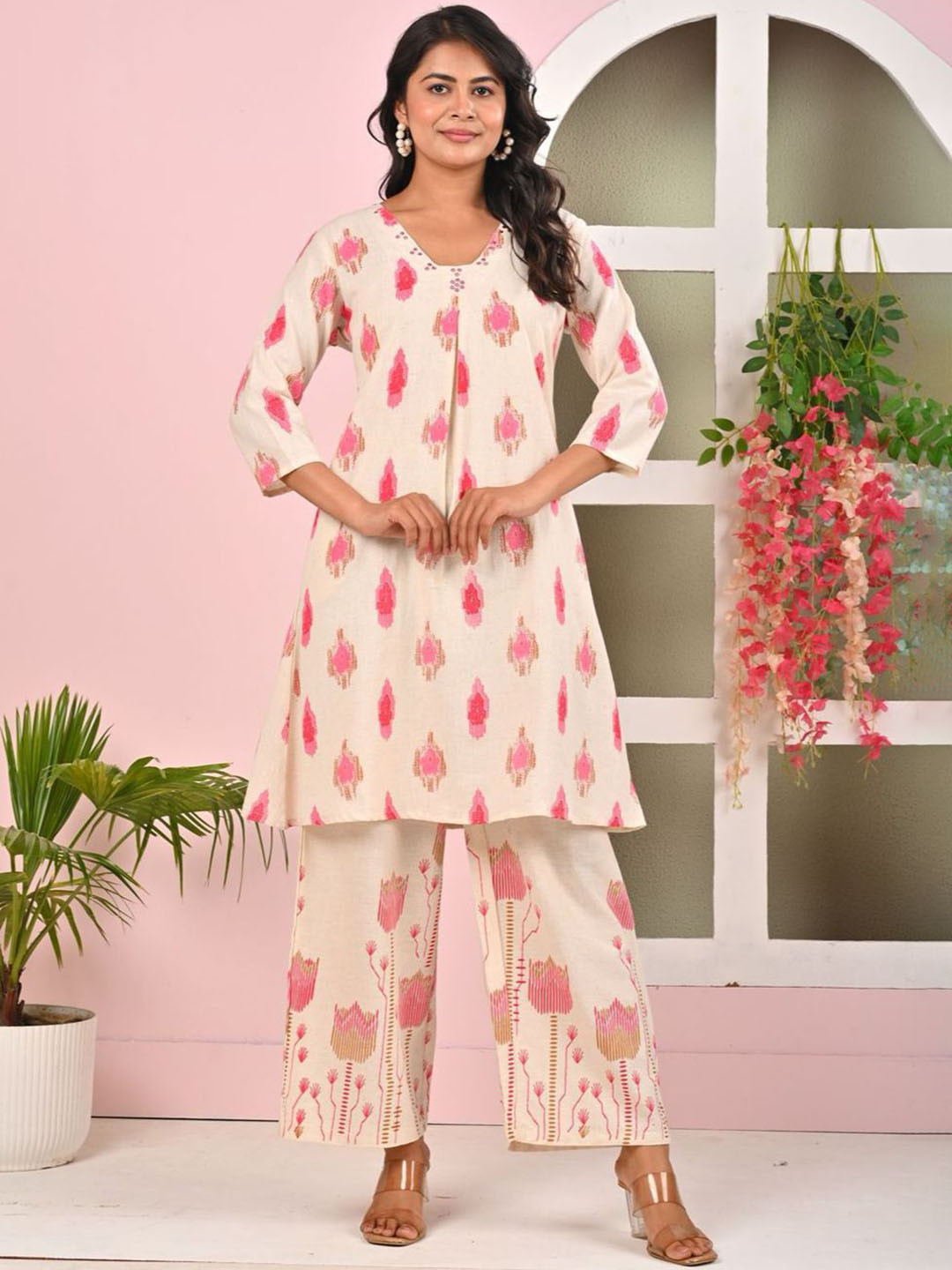 AUTUMN LANE Wespa Pearl Printed Cotton Top With Palazzo Co-Ords