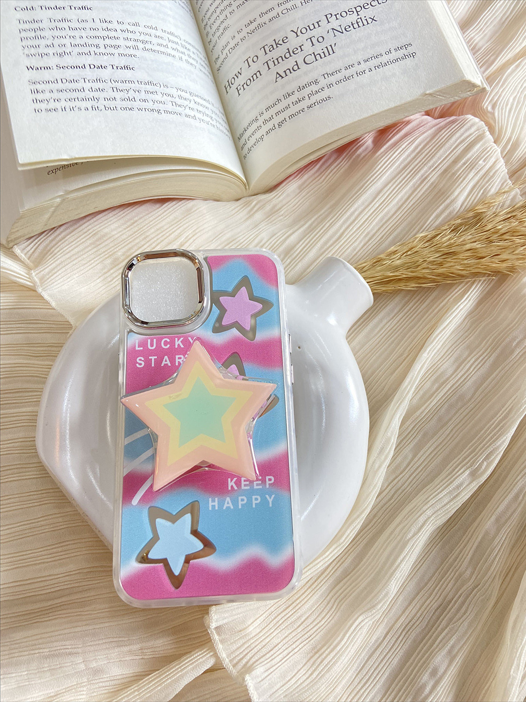 CASE CREATION iPhone 15 Pro Max 3D Luxury Happy Star Back Case Mobile Accessories