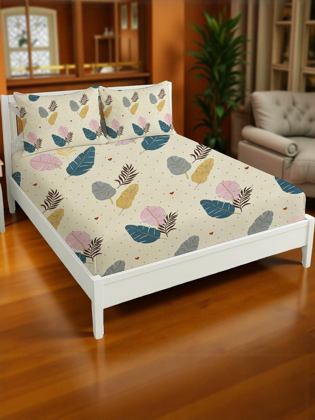 IVAZA Cream Queen Bedsheets