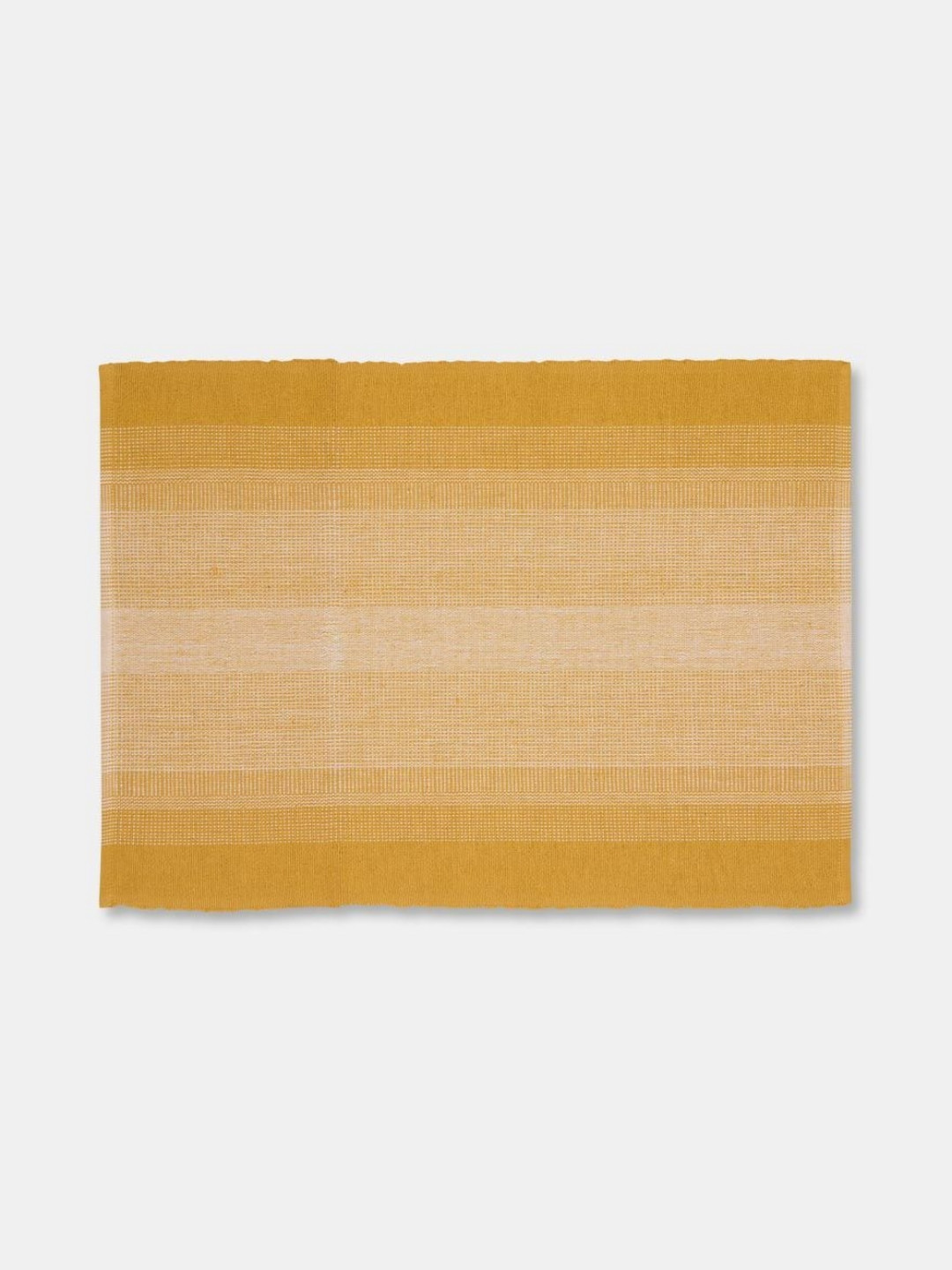 Fabindia Amir 6Pcs Mustard-Yellow & White Color-Blocked Rectangular Table Placemats