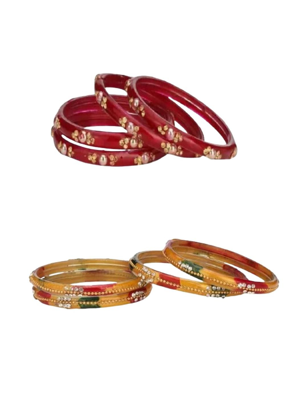 1ST TIME Set of 8 Red and Golden Alloy Bangles