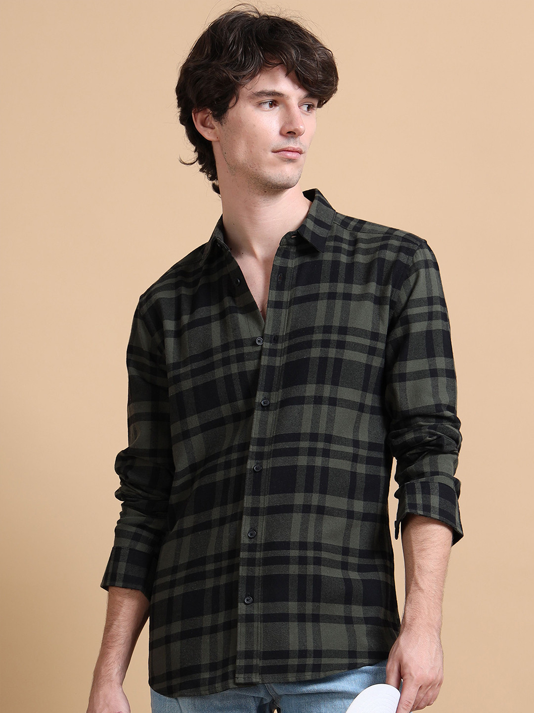 StitchX Men's Full Sleeve Brushed Cotton Checkered Shirt