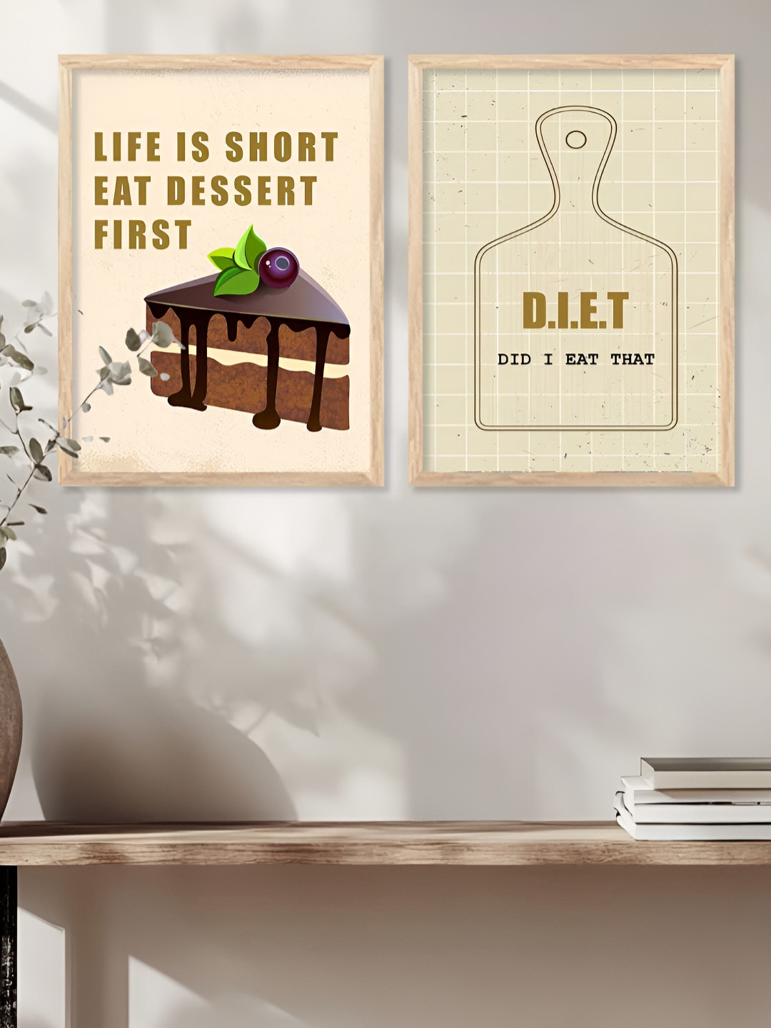 Kotart Brown & Beige 2 Pieces Restaurant Wooden Wall Arts