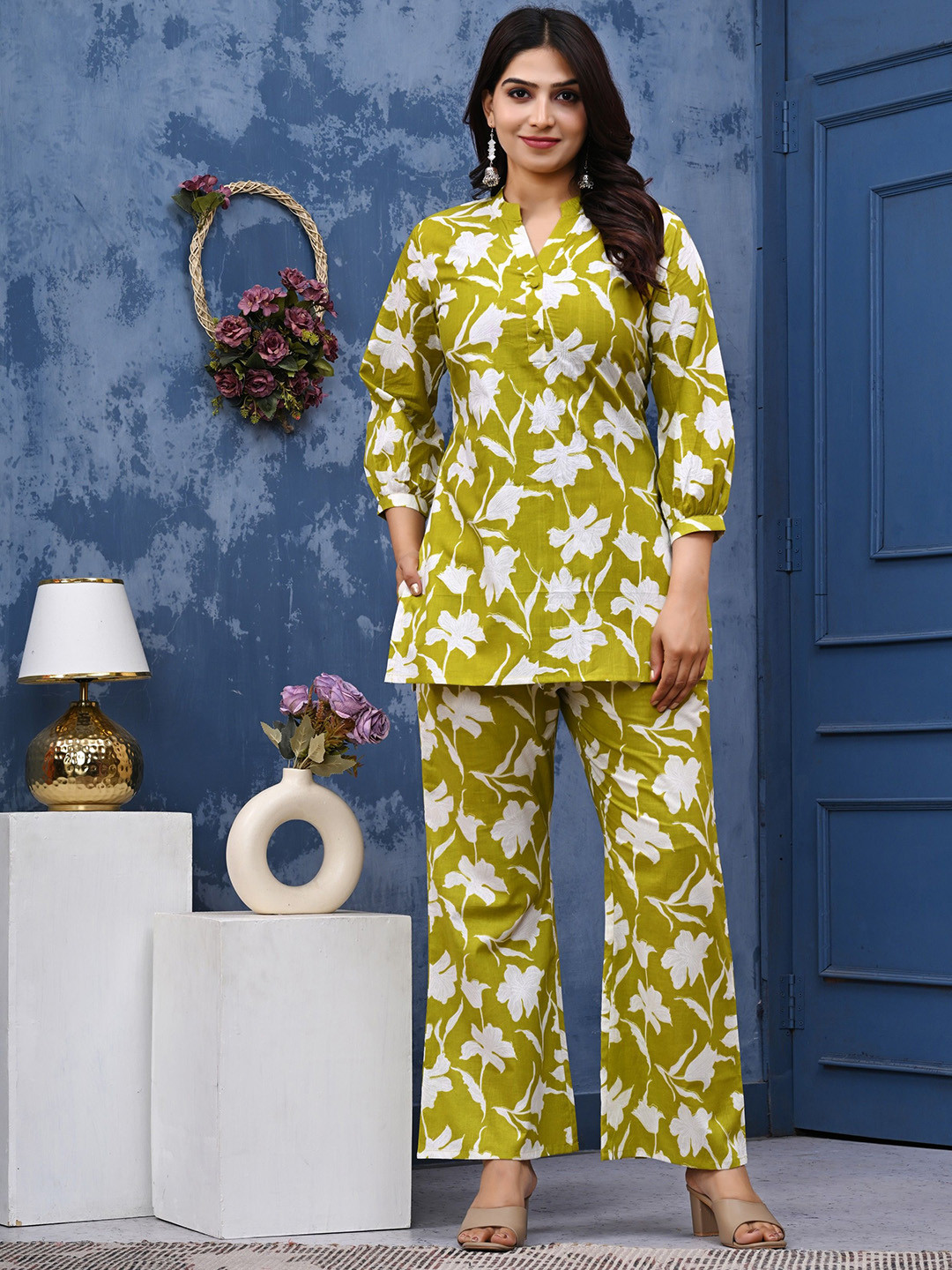 rf clothes Printed Pure Cotton Tunic With Palazzo Co-Ords