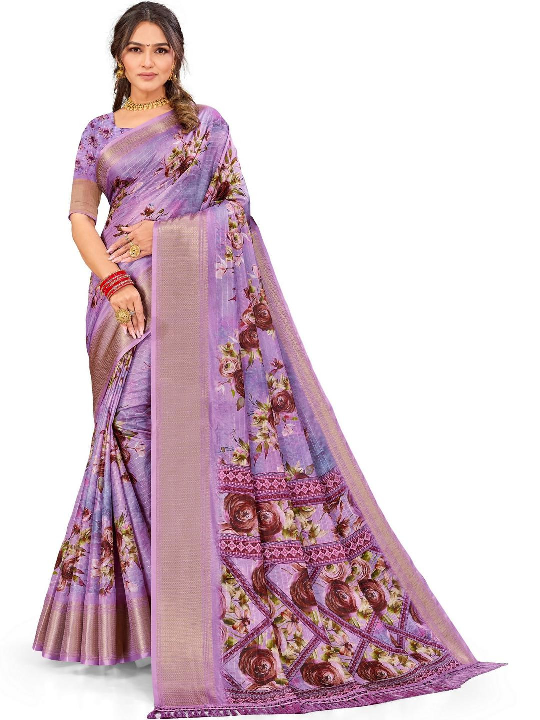 PARVOTSAV Pink Poly Silk Saree