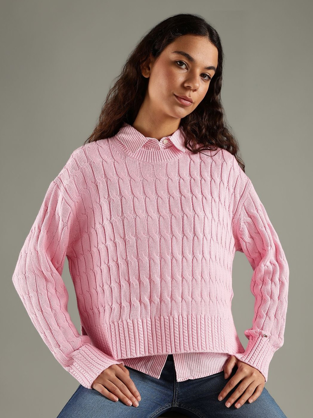 Tommy Hilfiger europe Women Regular Fit Cotton Crew Neck Sweater