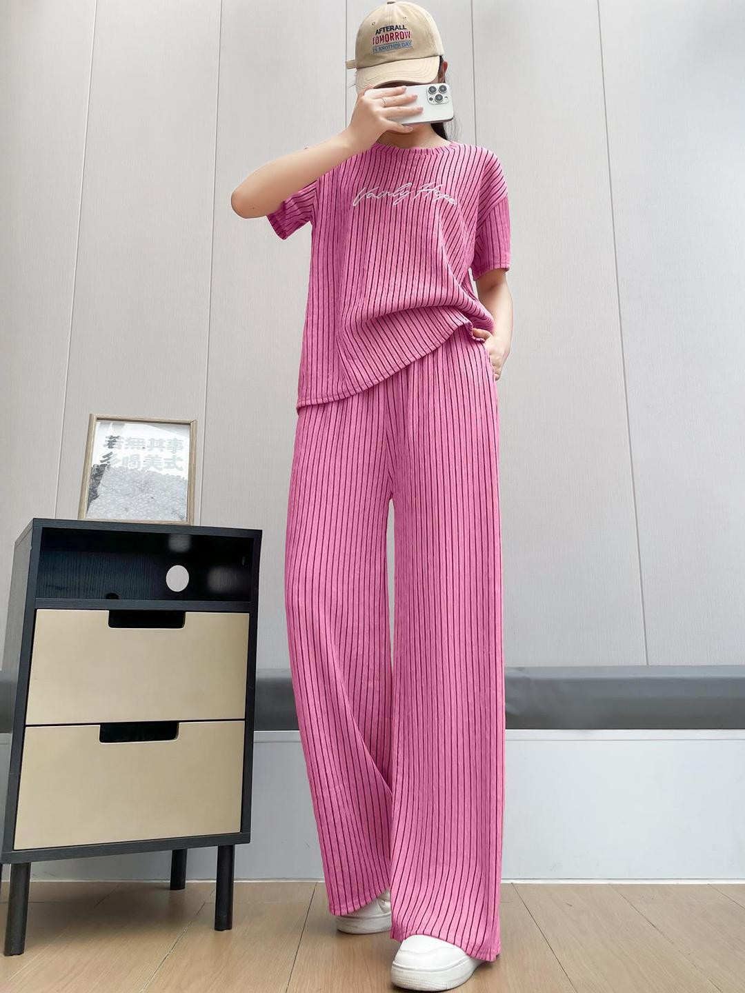 Stem Rope Women Striped Textured Co-Ord Set