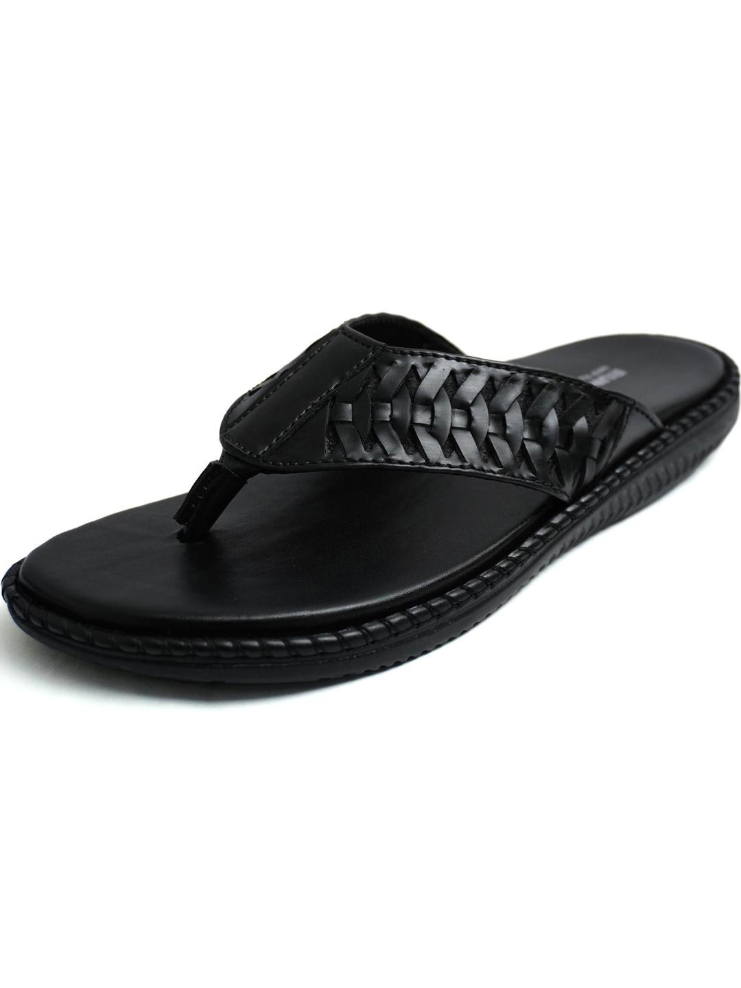 RUNRAVE Black Synthetic Flip Flops