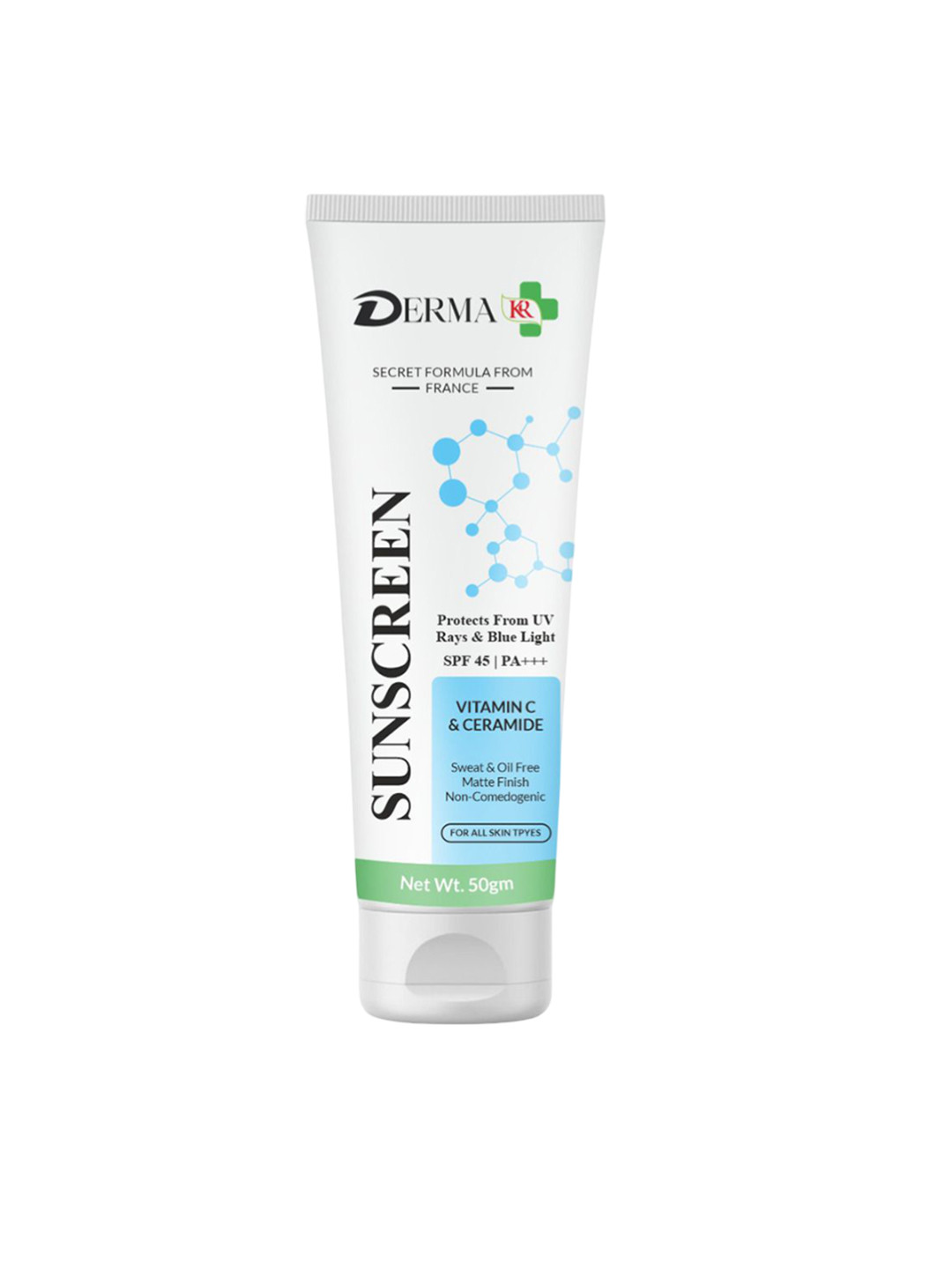 DERMA KR Ceramide & Vitamin C Sunscreen Cream With SPF 45, PA++++ - 50 g