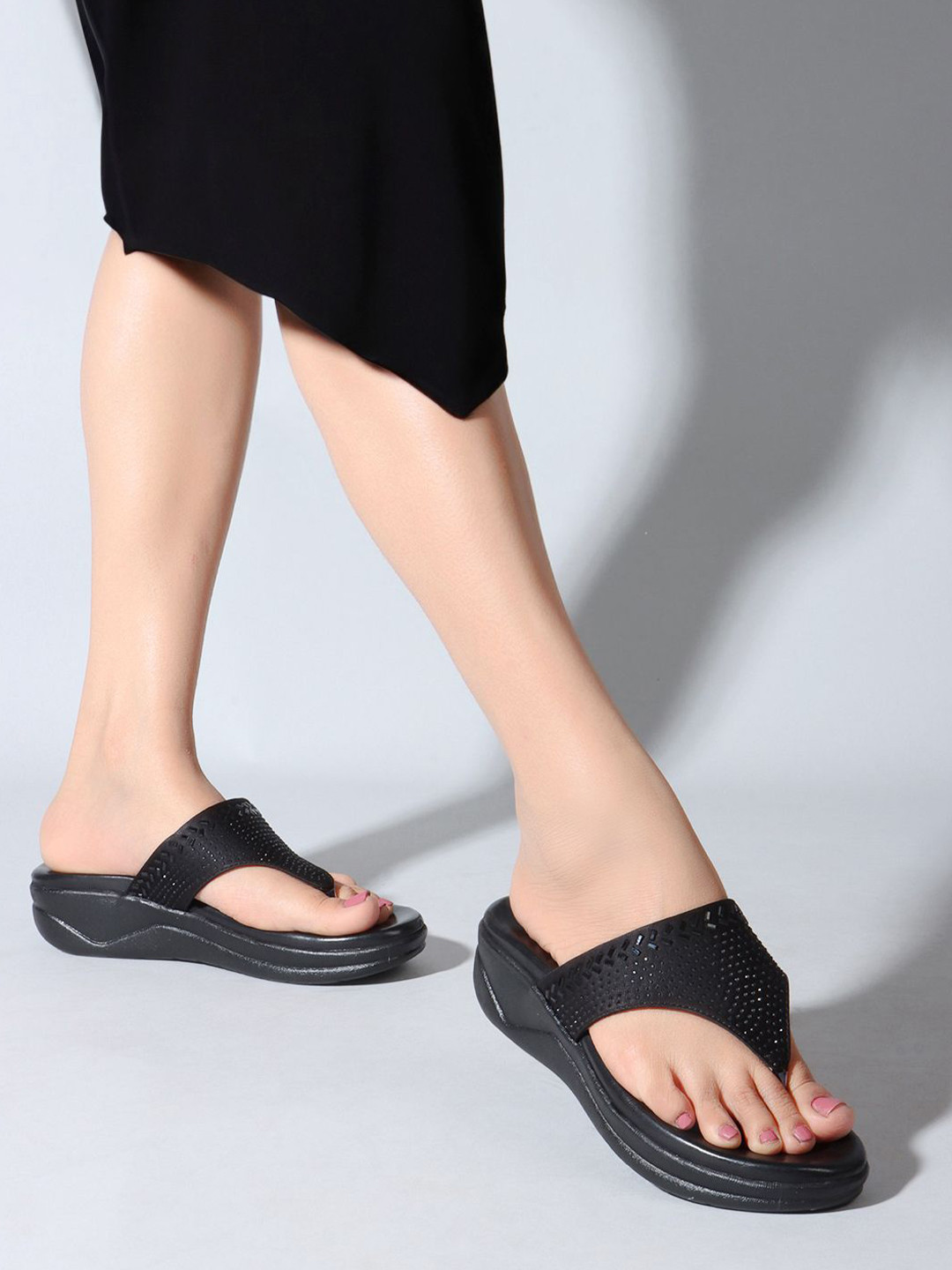 Simplex Footwear Women Embellished T-Strap Flats