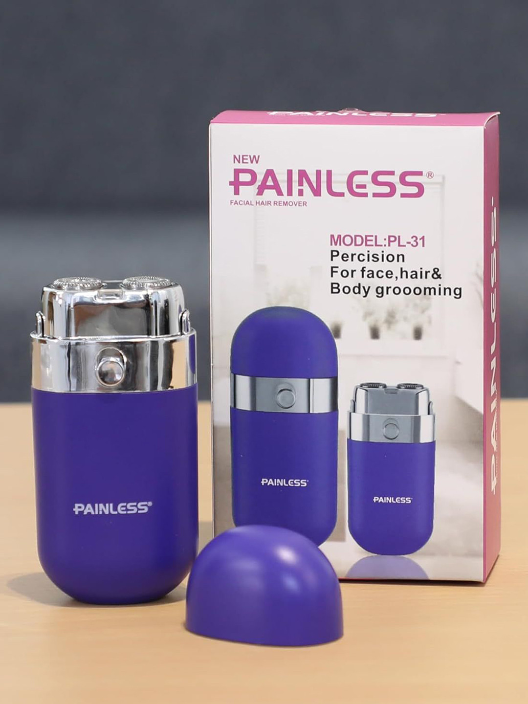 PAINLESS Portable Double Blade Facial Hair Remover - Purple