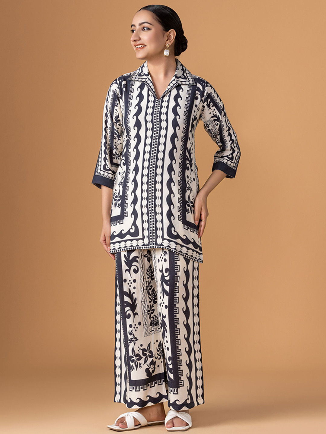 WOMEN PLUS Digital Printed Tunic With Trousers Co-Ords